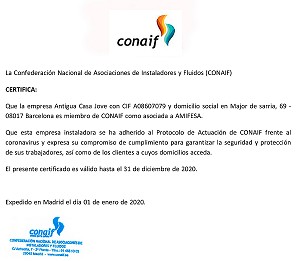Ens hem adherit al protocol d'actuació de CONAIF per fer front al coronavirus